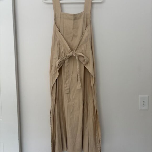 Cuyana Linen Tie Dress with Two Side Slits with Pockets Size Medium TAN COLOR - Picture 5 of 10